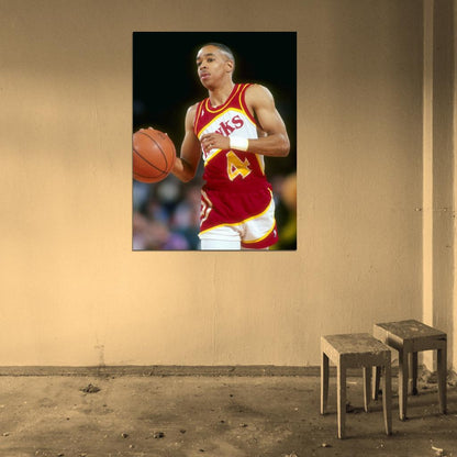 Spud Webb Retro Basketball Sport Wall Art Print Poster
