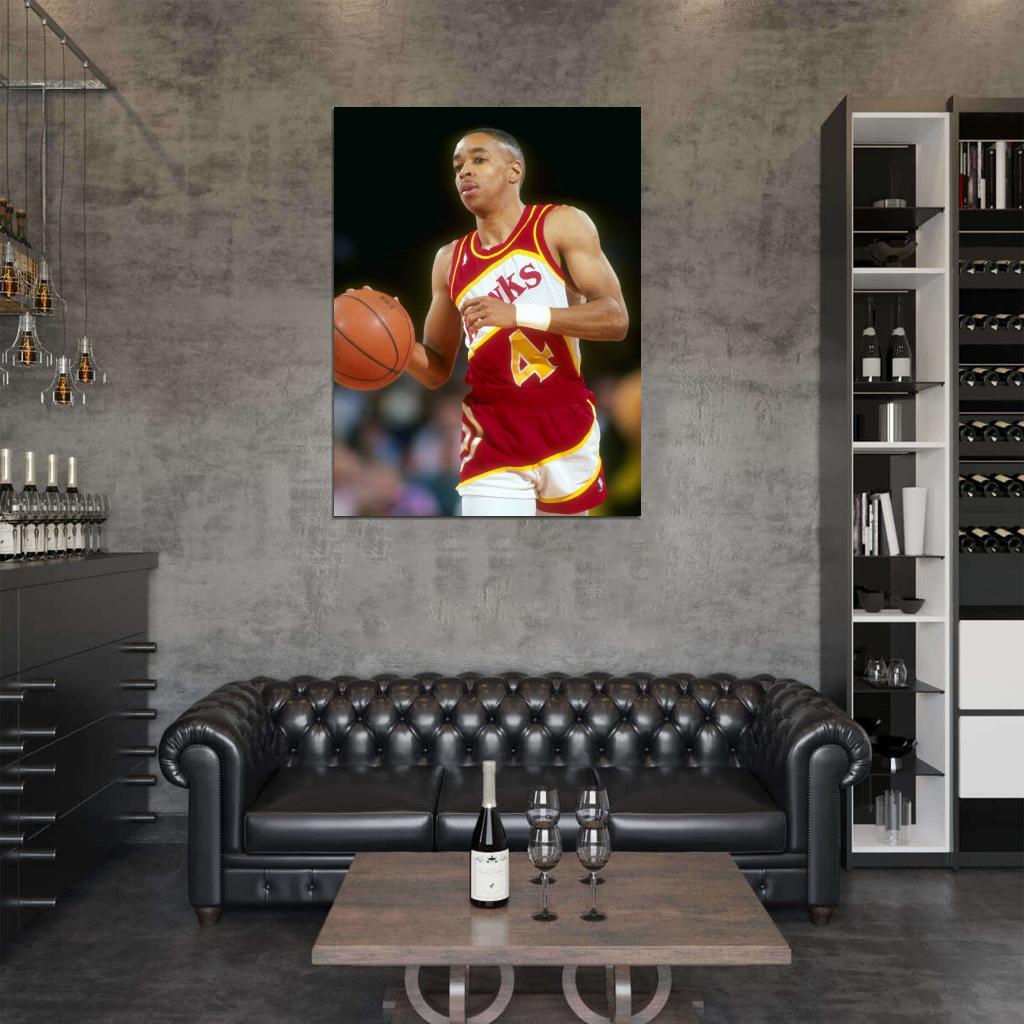 Spud Webb Retro Basketball Sport Wall Art Print Poster