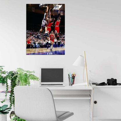 John Starks Dunk vs New York Retro Basketball Sport Wall Art Print Poster