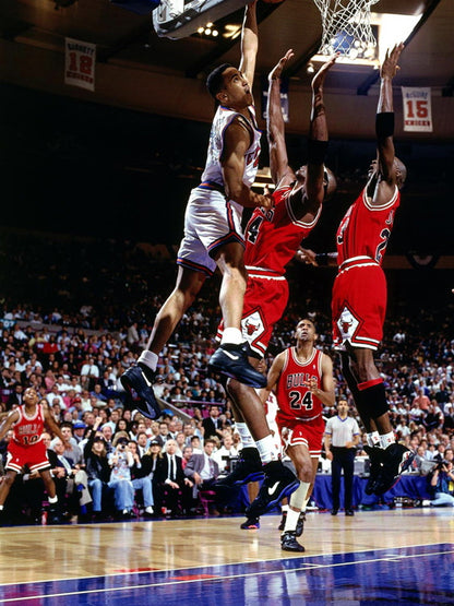 John Starks Dunk vs New York Retro Basketball Sport Wall Art Print Poster