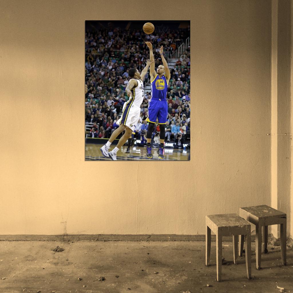 Stephen Curry Steph Jump Shot Basketball Sport Wall Art Print Poster