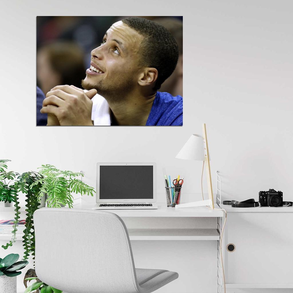 Stephen Curry Portrait Steph Smile Basketball Sport Wall Art Print Poster