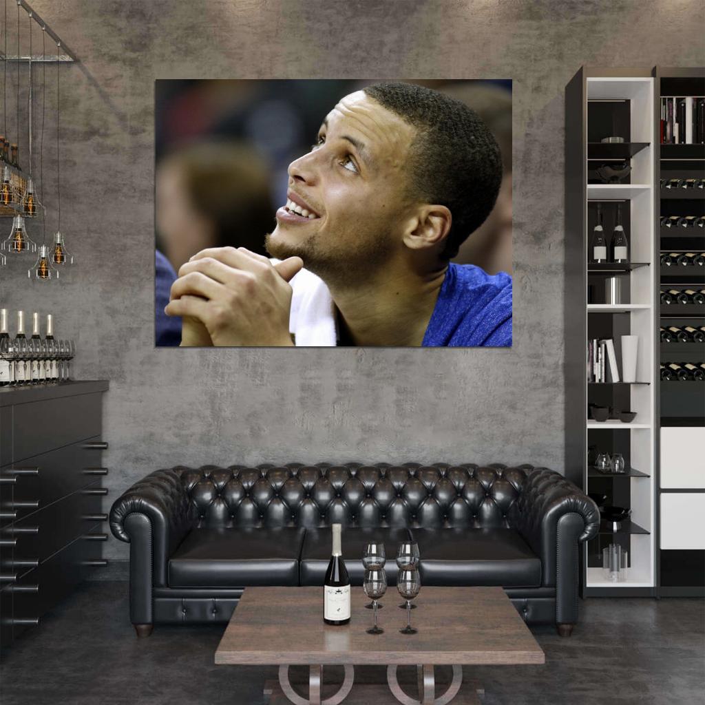 Stephen Curry Portrait Steph Smile Basketball Sport Wall Art Print Poster