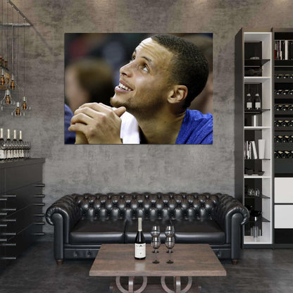 Stephen Curry Portrait Steph Smile Basketball Sport Wall Art Print Poster