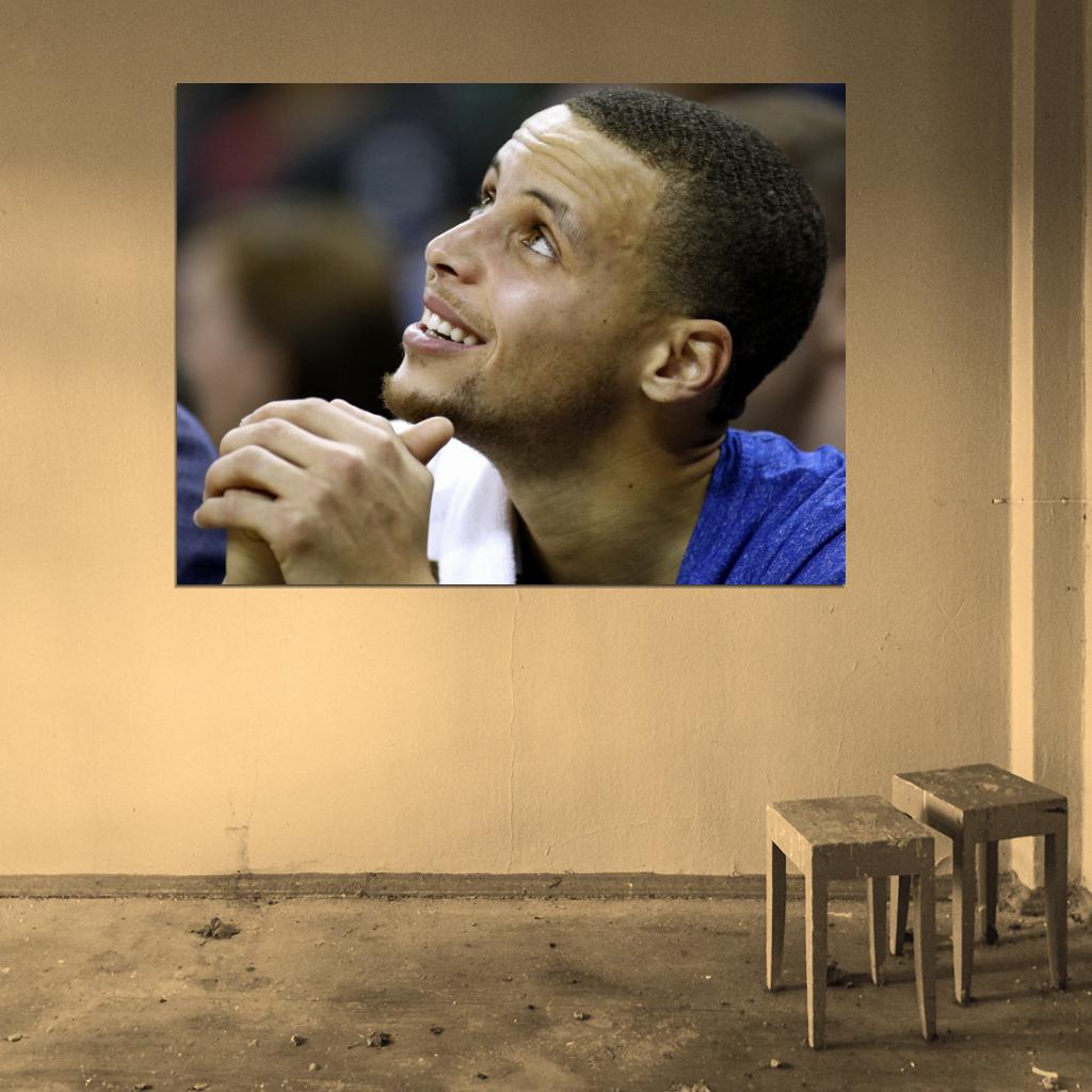 Stephen Curry Portrait Steph Smile Basketball Sport Wall Art Print Poster