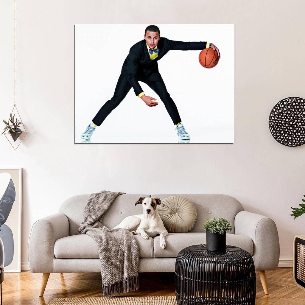Stephen Curry Suit Crossover Steph Basketball Sport Wall Art Print Poster