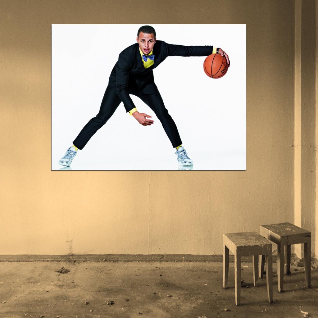Stephen Curry Suit Crossover Steph Basketball Sport Wall Art Print Poster