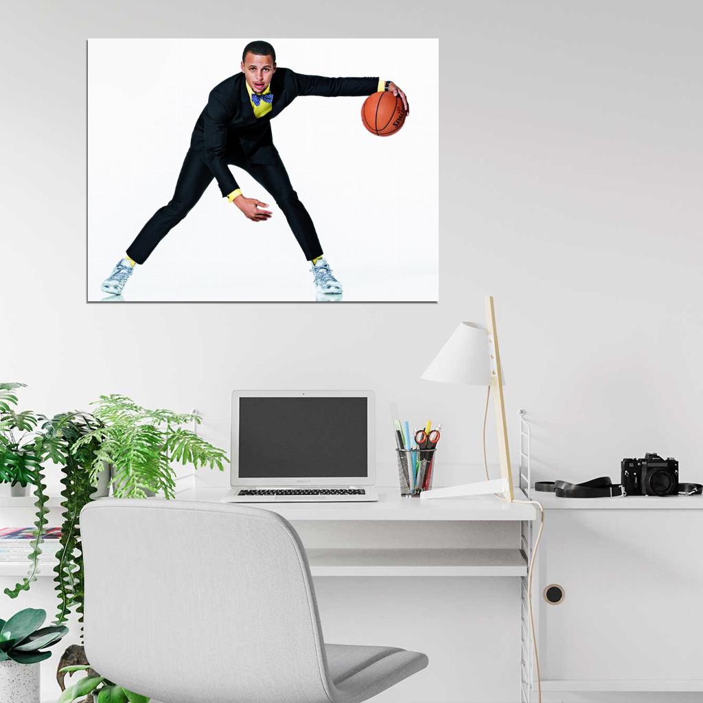 Stephen Curry Suit Crossover Steph Basketball Sport Wall Art Print Poster