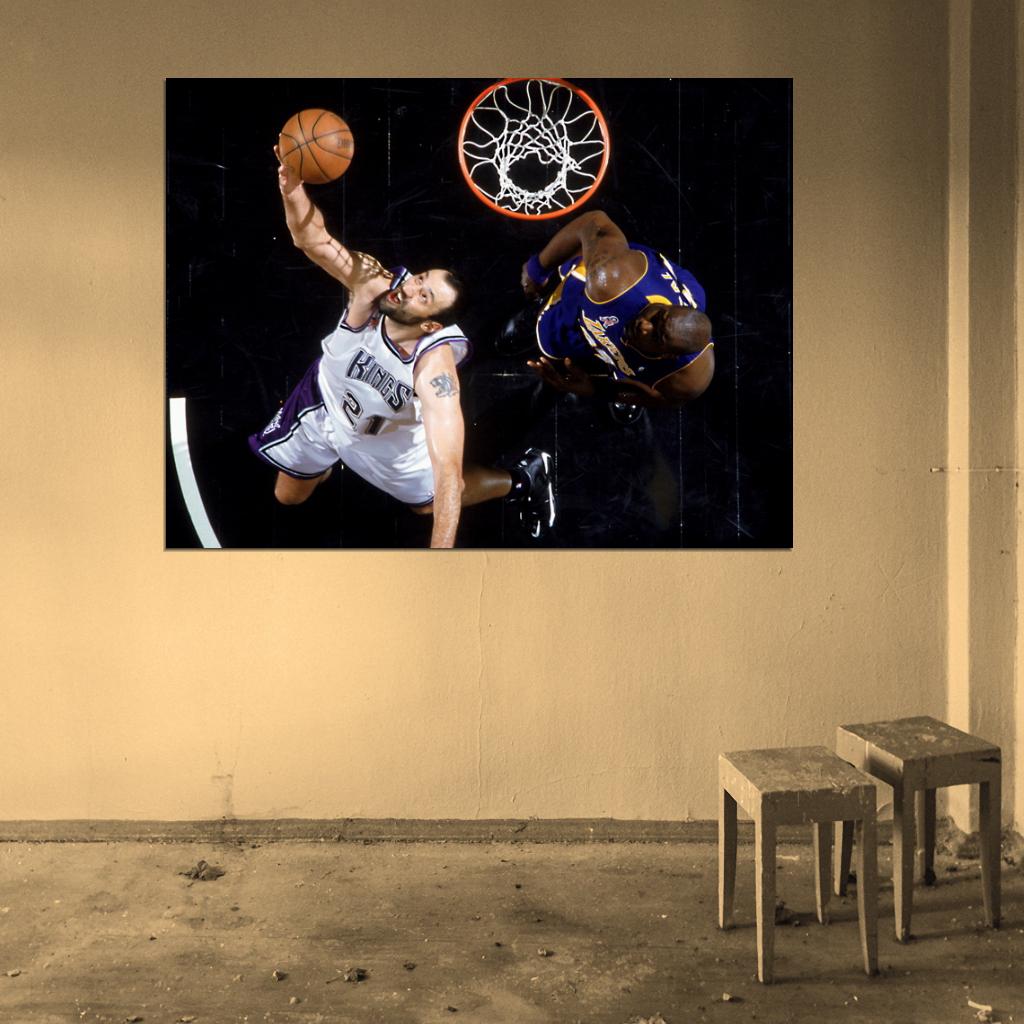 Vlade Divac Reverse Layup Basketball Sport Wall Art Print Poster