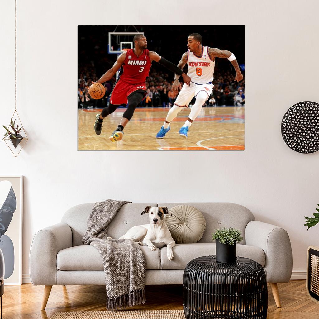 Dwyane Wade Dribbling Basketball Sport Wall Art Print Poster