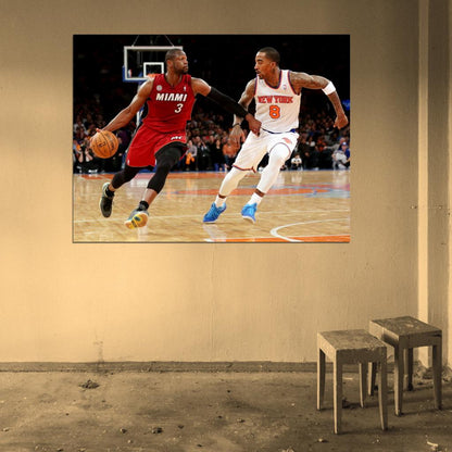 Dwyane Wade Dribbling Basketball Sport Wall Art Print Poster