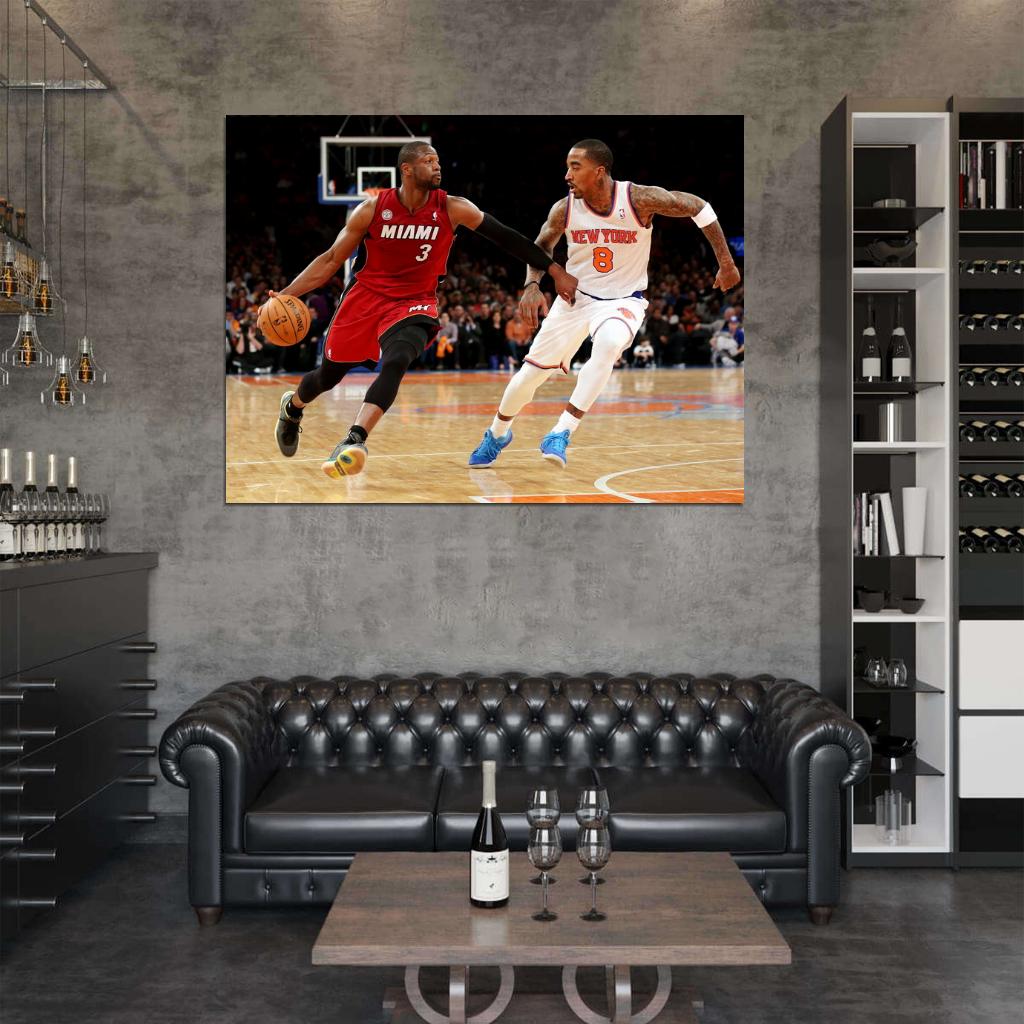 Dwyane Wade Dribbling Basketball Sport Wall Art Print Poster