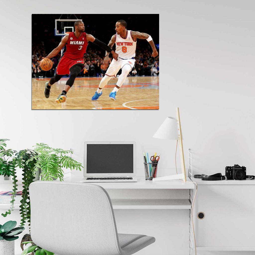 Dwyane Wade Dribbling Basketball Sport Wall Art Print Poster