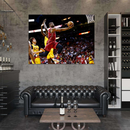 Dwyane Wade Finger Roll Layup Basketball Sport Wall Art Print Poster