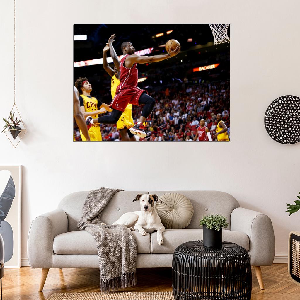 Dwyane Wade Finger Roll Layup Basketball Sport Wall Art Print Poster