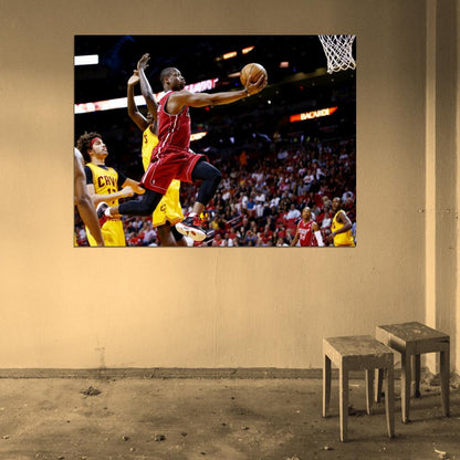 Dwyane Wade Finger Roll Layup Basketball Sport Wall Art Print Poster