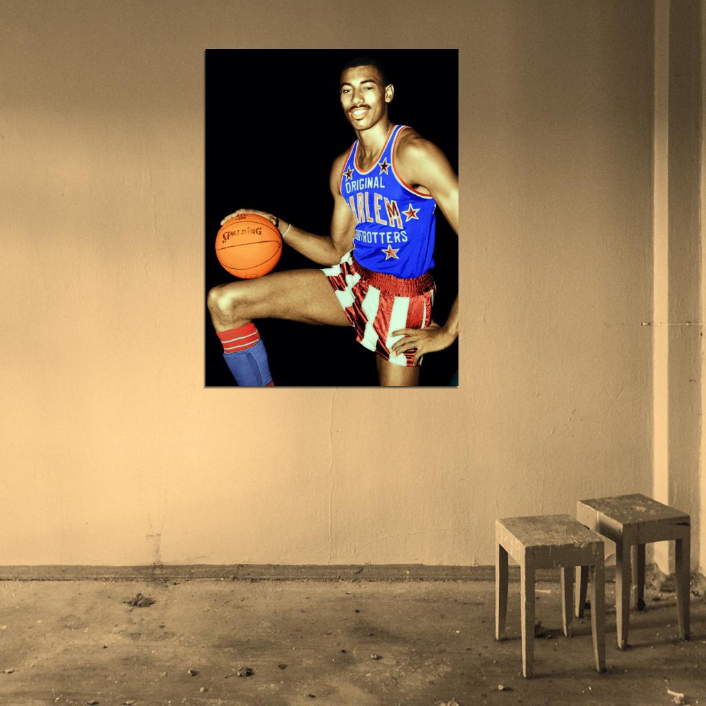 Wilt Chamberlain Harlem Globetrotters Retro Vintage Basketball Sport Wall Art Print Poster