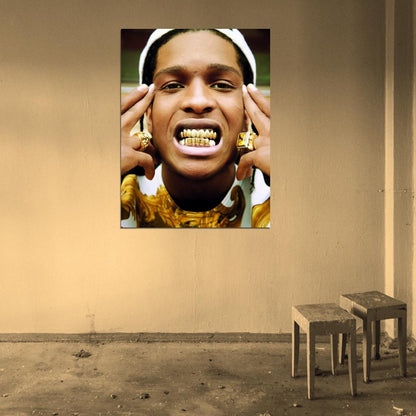 A$AP ASAP Rocky Portrait Teeth Rap Hip-Hop Music Rapper Wall Art Print Poster