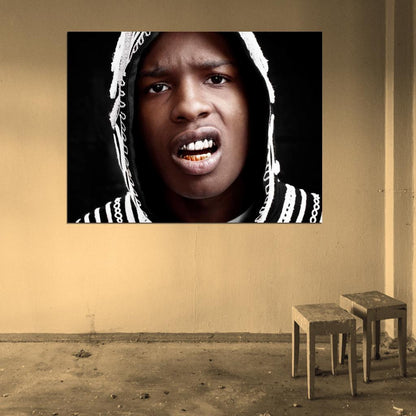 A$AP ASAP Rocky Portrait Teeth Rap Hip-Hop Music Rapper Wall Art Print Poster