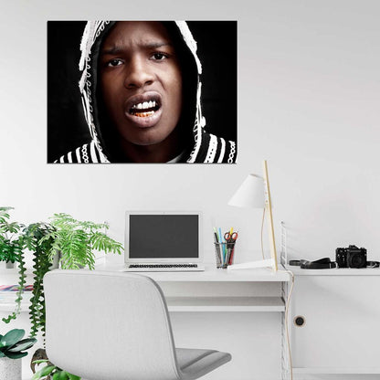 A$AP ASAP Rocky Portrait Teeth Rap Hip-Hop Music Rapper Wall Art Print Poster