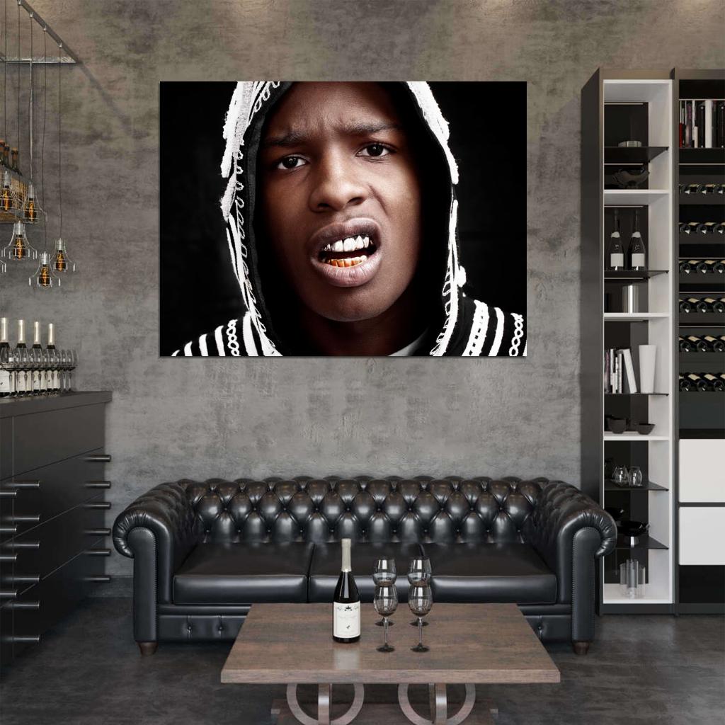 A$AP ASAP Rocky Portrait Teeth Rap Hip-Hop Music Rapper Wall Art Print Poster