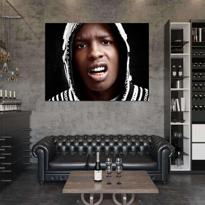 A$AP ASAP Rocky Portrait Teeth Rap Hip-Hop Music Rapper Wall Art Print Poster