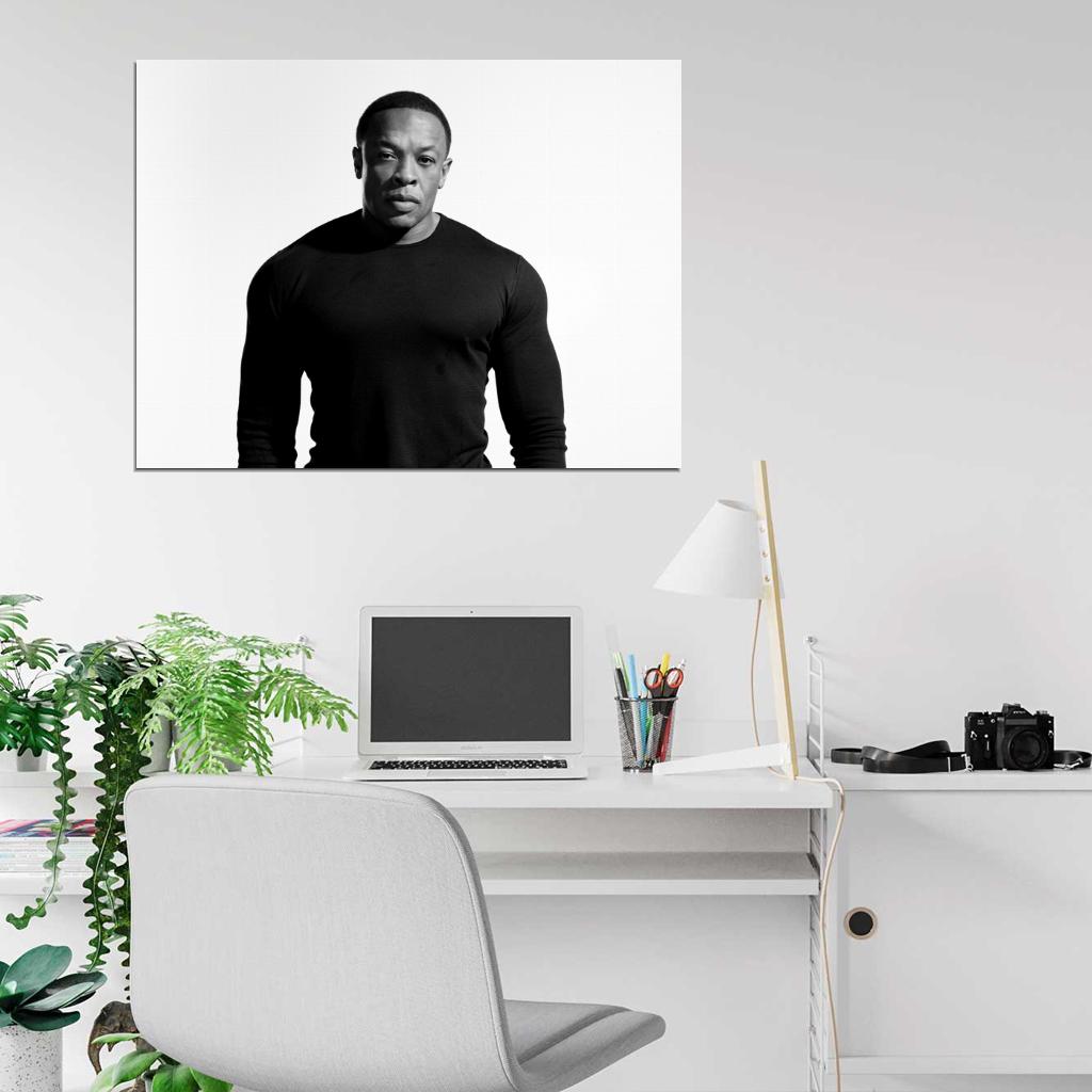 Dr. Dre Andre Young Rapper BW Gangsta Rap Hip-Hop Music Wall Art Print Poster