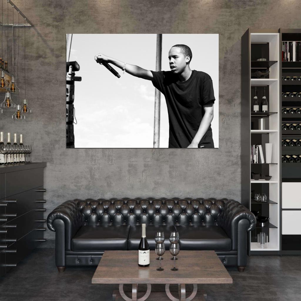 Earl Sweatshirt Live Concert BW Microphone Rapper Hip-Hop Rap Music Wall Art Print Poster