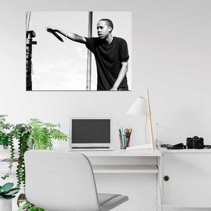 Earl Sweatshirt Live Concert BW Microphone Rapper Hip-Hop Rap Music Wall Art Print Poster