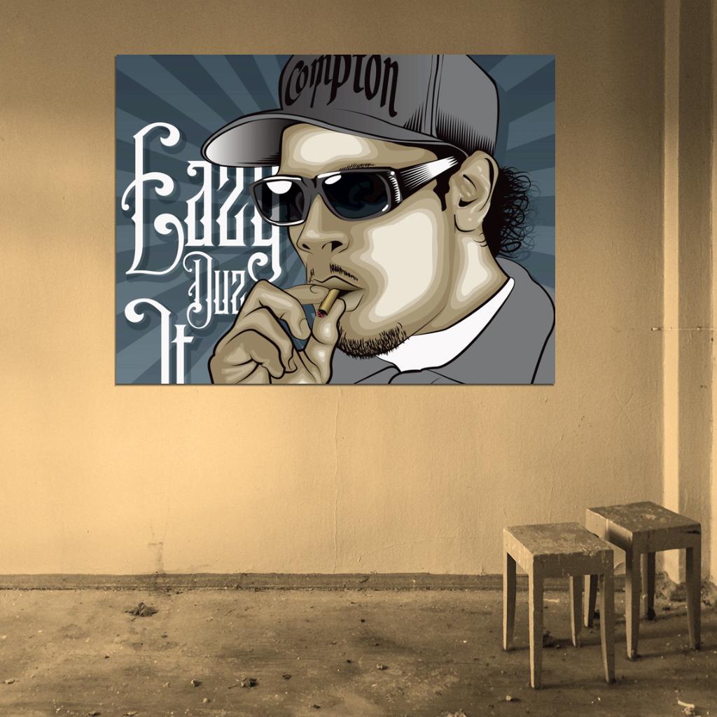 Eazy-E Compton Gangsta Art NWA Rapper Hip-Hop Rap Music Wall Art Print Poster