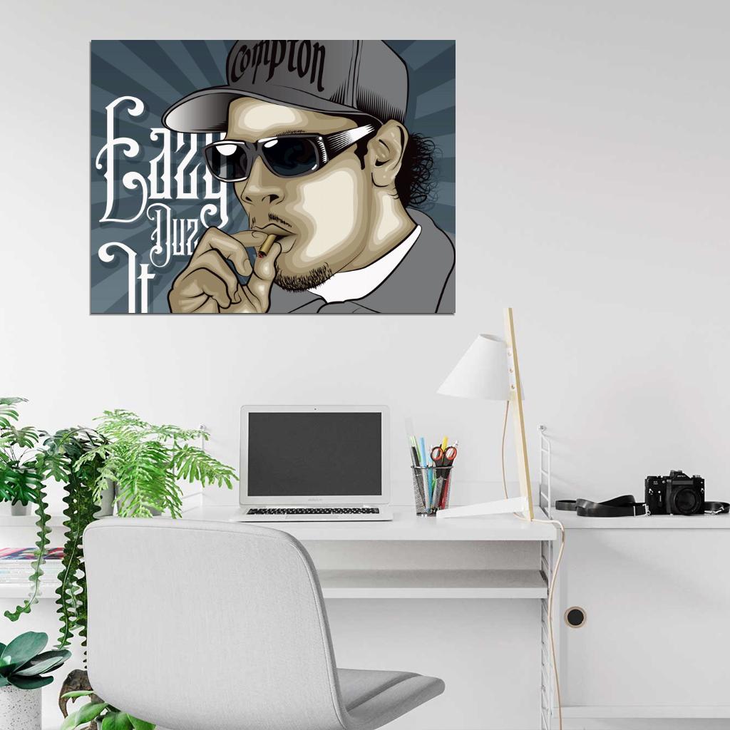 Eazy-E Compton Gangsta Art NWA Rapper Hip-Hop Rap Music Wall Art Print Poster