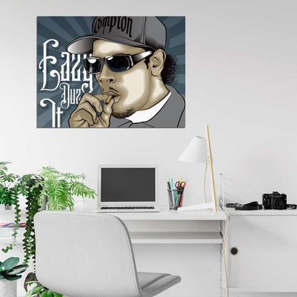 Eazy-E Compton Gangsta Art NWA Rapper Hip-Hop Rap Music Wall Art Print Poster
