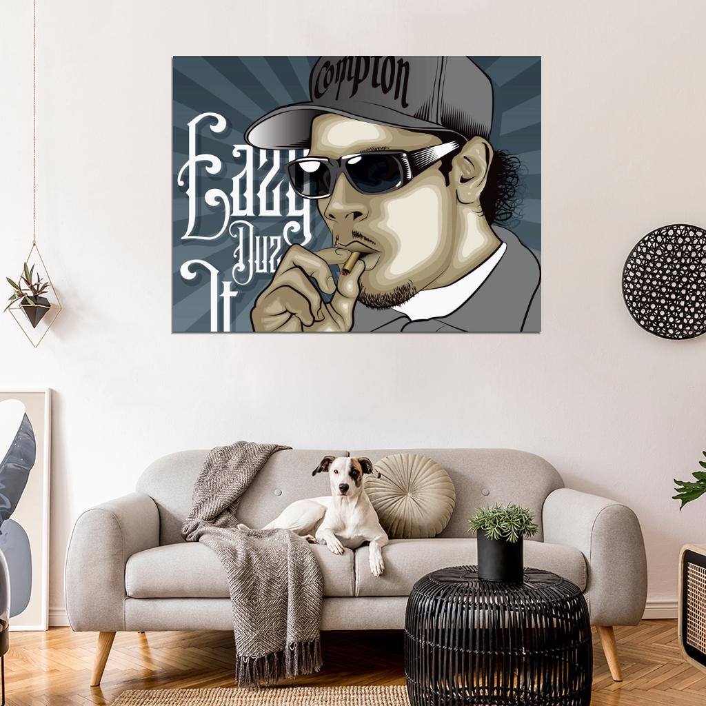 Eazy-E Compton Gangsta Art NWA Rapper Hip-Hop Rap Music Wall Art Print Poster