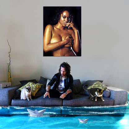 Esther Baxter Hot Busty Model Topless Wet Nude Naked Sexy Actress Bikini Big Boobs Wall Art Print Poster