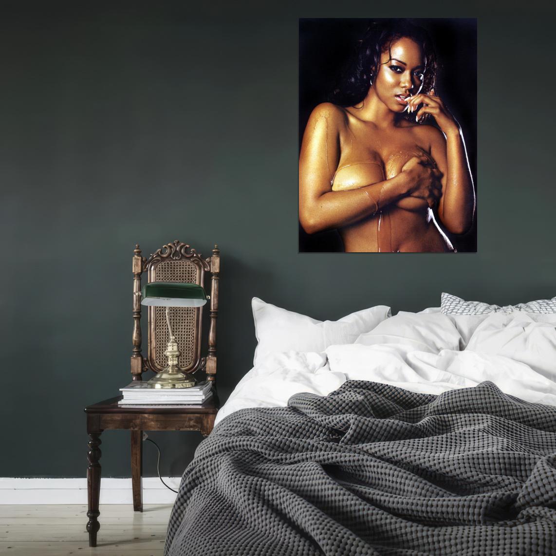 Esther Baxter Hot Busty Model Topless Wet Nude Naked Sexy Actress Bikini Big Boobs Wall Art Print Poster