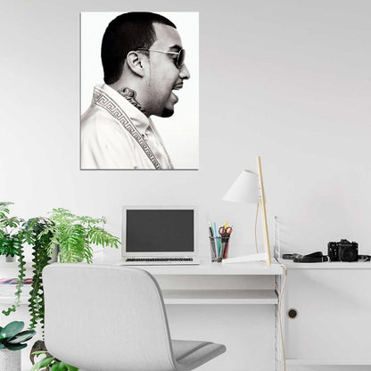 French Montana Portrait Rapper Hip-Hop Rap Music Wall Art Print Poster