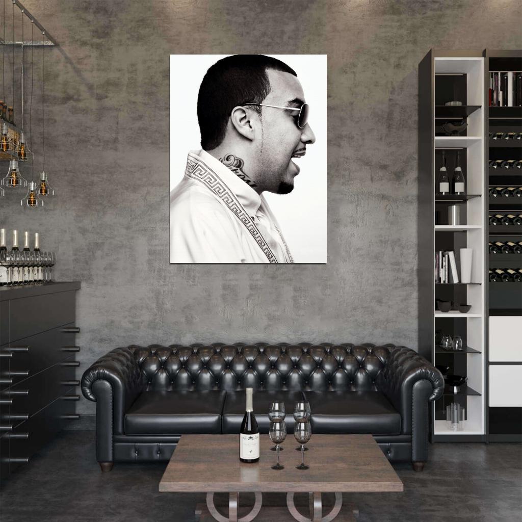 French Montana Portrait Rapper Hip-Hop Rap Music Wall Art Print Poster