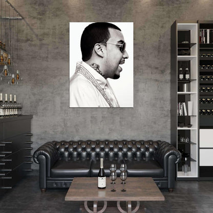 French Montana Portrait Rapper Hip-Hop Rap Music Wall Art Print Poster