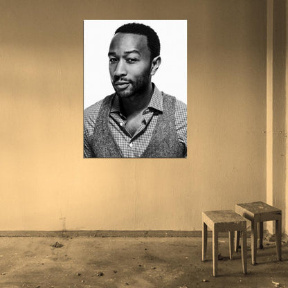 John Legend BW Portrait R&B Soul Singer Hip-Hop Music Wall Art Print Poster