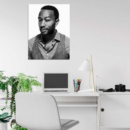 John Legend BW Portrait R&B Soul Singer Hip-Hop Music Wall Art Print Poster