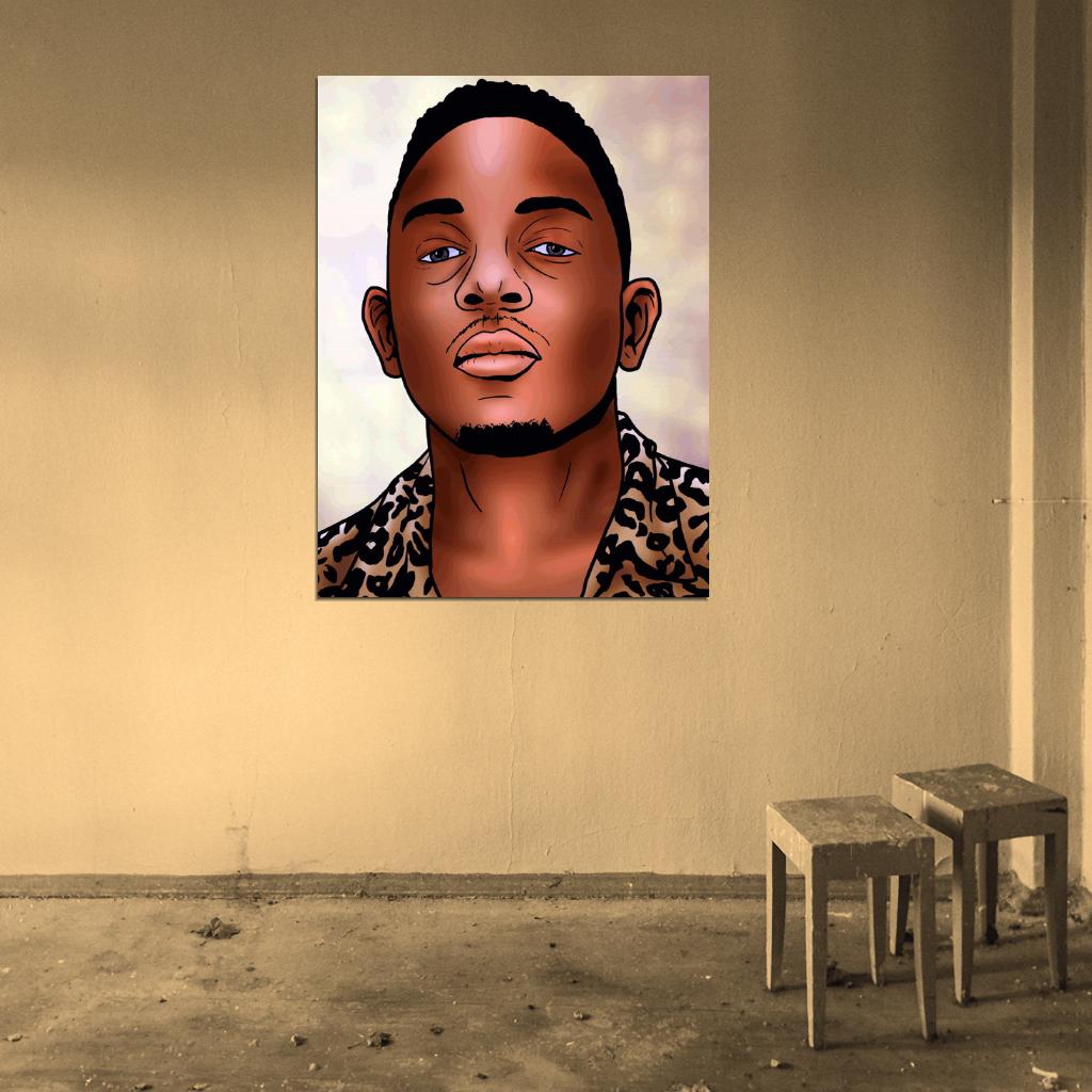 Kendrick Lamar Portrait Art Rapper Hip-Hop Music Rap Wall Art Print Poster