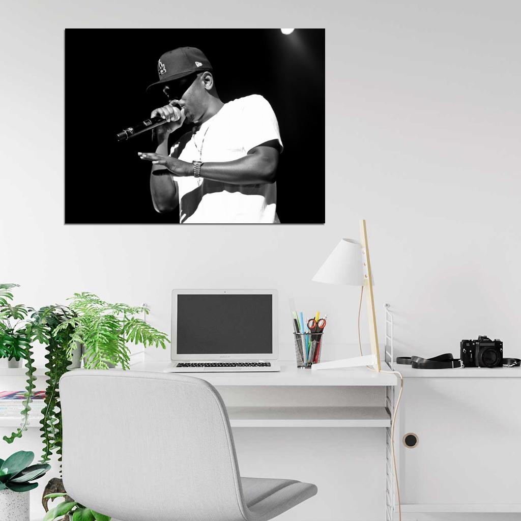 Kendrick Lamar Live Concert Microphone BW Rapper Hip-Hop Music Rap Wall Art Print Poster