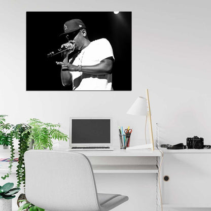Kendrick Lamar Live Concert Microphone BW Rapper Hip-Hop Music Rap Wall Art Print Poster
