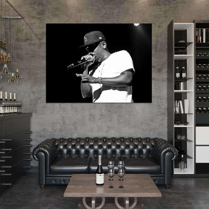 Kendrick Lamar Live Concert Microphone BW Rapper Hip-Hop Music Rap Wall Art Print Poster