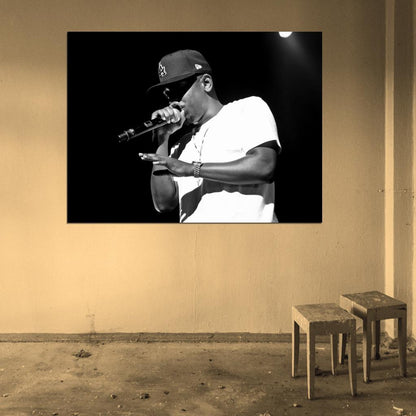 Kendrick Lamar Live Concert Microphone BW Rapper Hip-Hop Music Rap Wall Art Print Poster
