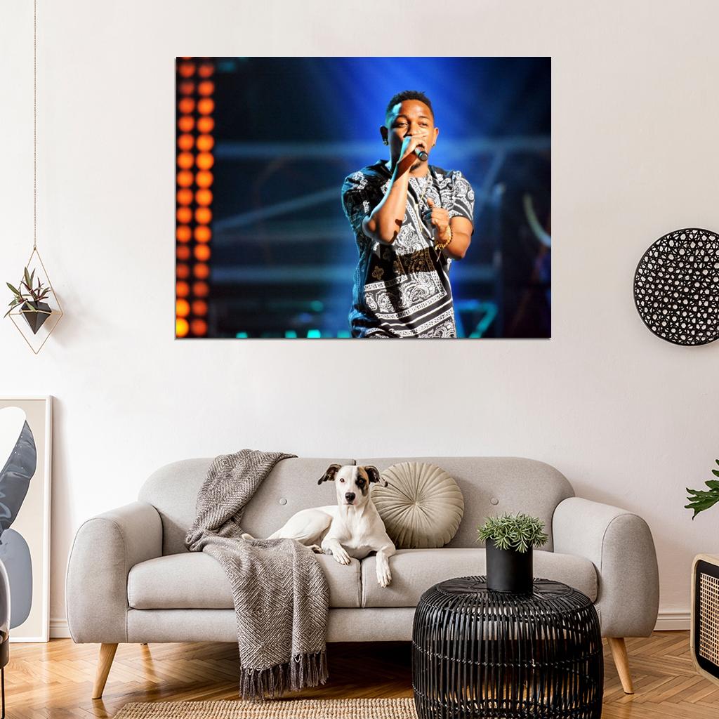 Kendrick Lamar Live Concert Microphone Rapper Hip-Hop Music Rap Wall Art Print Poster