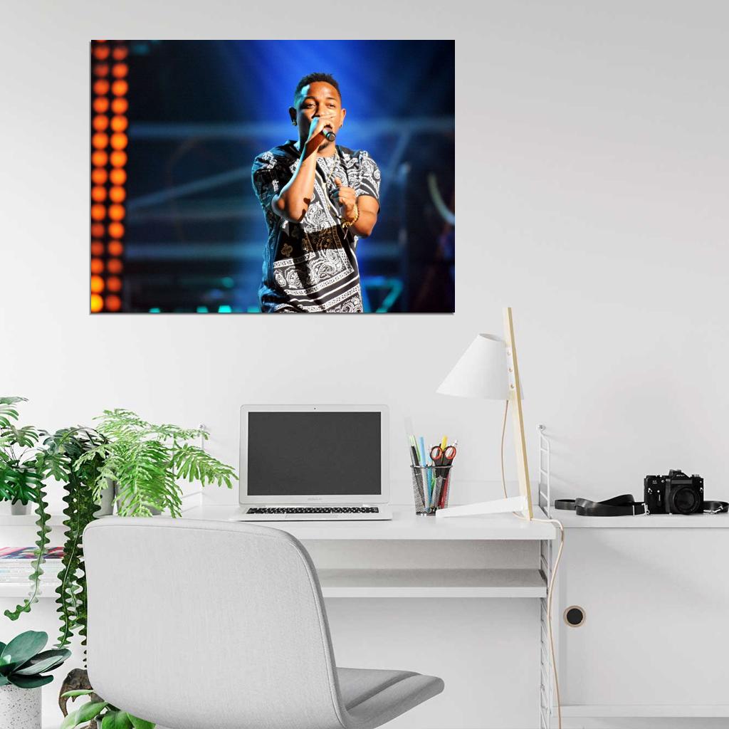 Kendrick Lamar Live Concert Microphone Rapper Hip-Hop Music Rap Wall Art Print Poster