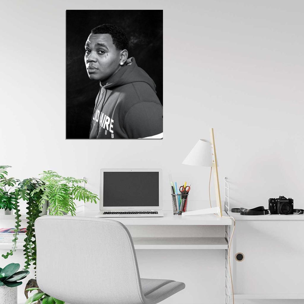 Kevin Gates BW Rapper Hip-Hop Music Rap Wall Art Print Poster