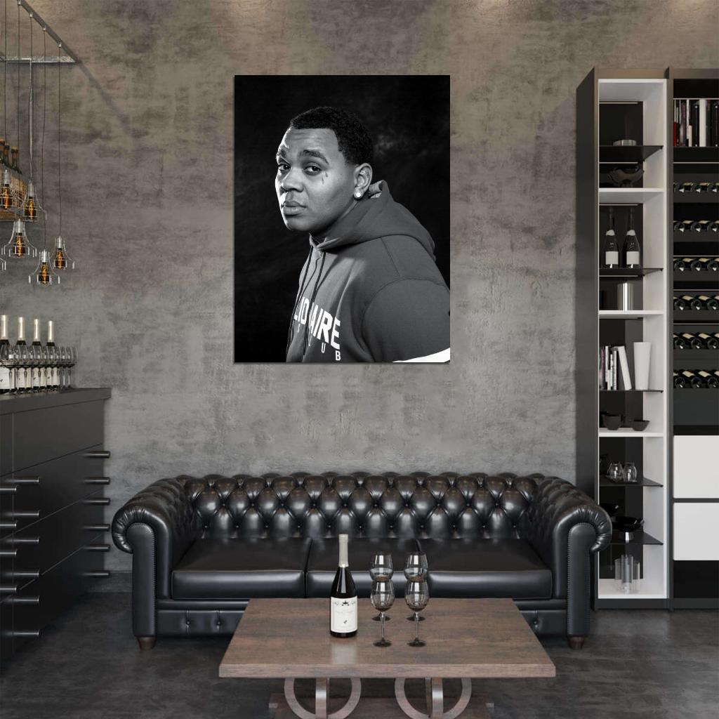 Kevin Gates BW Rapper Hip-Hop Music Rap Wall Art Print Poster