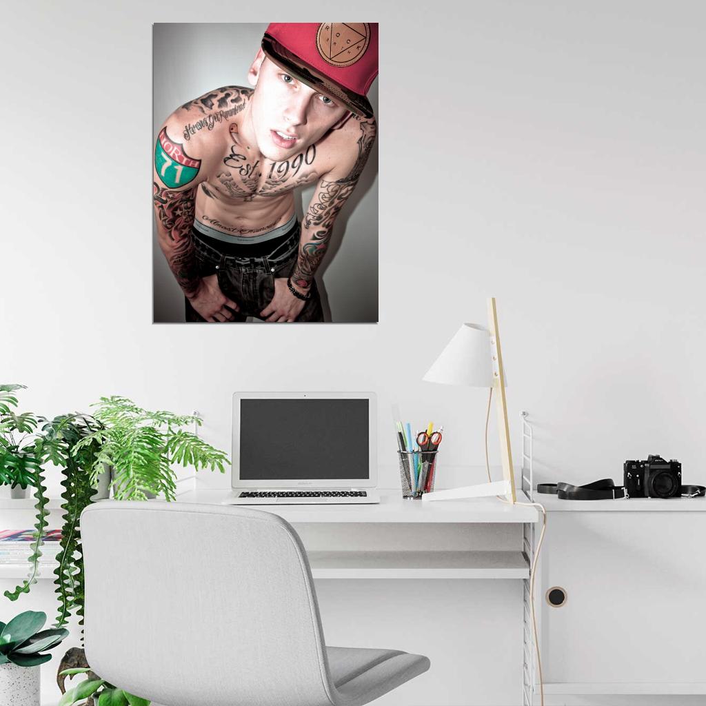 Machine Gun Kelly MGK Tattoos Shirtless Rapper Hip-Hop Music Rap Wall Art Print Poster